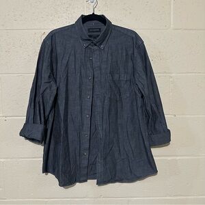 BANANA REPUBLIC men’s gray‎ denim-like button down shirt untucked style